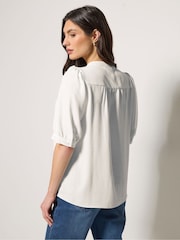 M&Co White Short Puff Sleeve Blouse - Image 4 of 6
