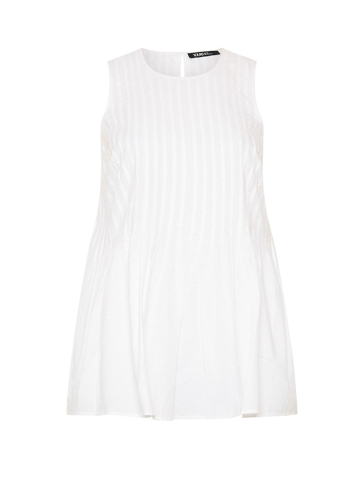 Yours Curve White Pleated Peplum Top - Image 5 of 5