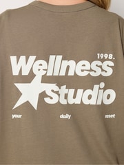 Yours Curve Brown Wellness Studio Active T-Shirt - Image 5 of 7