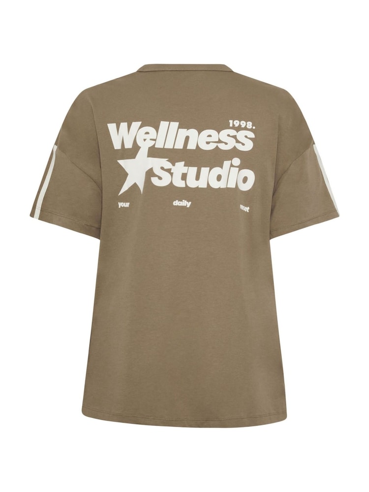 Yours Curve Brown Wellness Studio Active T-Shirt - Image 7 of 7