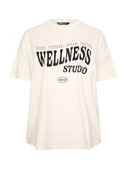 Yours Curve Cream Wellness Studio Active T-Shirt - Image 5 of 5