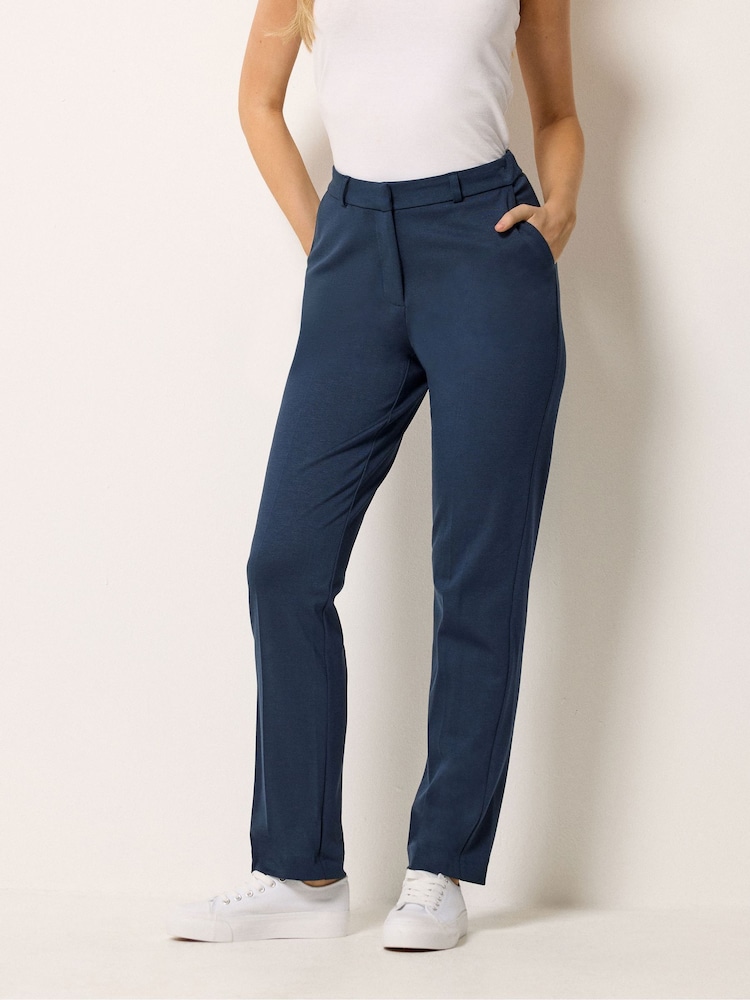 M&Co Blue Ponte Tailored Trousers - Image 1 of 5 M&Co Blue Ponte Tailored Trousers - Image 1 of 5