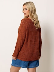 Yours Curve Red Pointelle Stitch Long Sleeve Jumper - Image 3 of 6