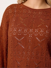Yours Curve Red Pointelle Stitch Long Sleeve Jumper - Image 5 of 6