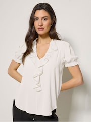 M&Co Cream Textured Frill Blouse - Image 2 of 6