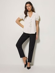 M&Co Cream Textured Frill Blouse - Image 3 of 6