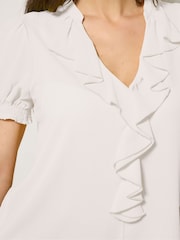 M&Co Cream Textured Frill Blouse - Image 5 of 6