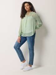 M&Co Green Tie Neck Blouse - Image 2 of 5
