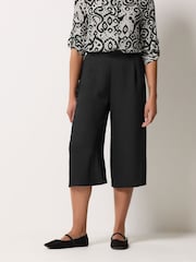 M&Co Black Wide Leg Cropped Trousers - Image 1 of 5