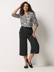 M&Co Black Wide Leg Cropped Trousers - Image 3 of 5