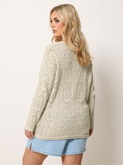 Yours Curve Natural Pointelle Stitch Long Sleeve Jumper - Image 3 of 5