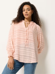 M&Co Pink Tie Neck Blouse - Image 1 of 5
