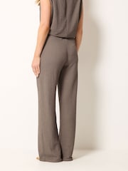 Long Tall Sally Brown Textured Wide Leg Trousers - Image 3 of 5