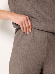 Long Tall Sally Brown Textured Wide Leg Trousers - Image 4 of 5