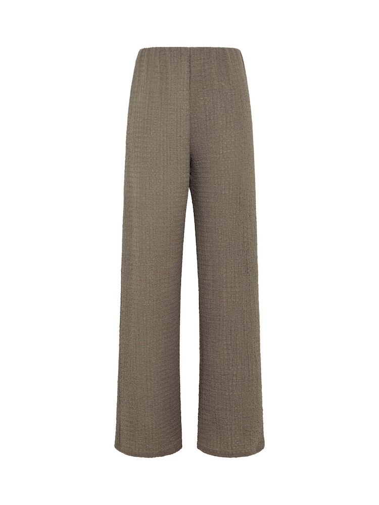 Long Tall Sally Brown Textured Wide Leg Trousers - Image 5 of 5