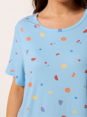 Yours Curve Blue Soft Touch Dipped Back Nightdress - Image 3 of 5