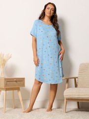Yours Curve Blue Soft Touch Dipped Back Nightdress - Image 4 of 5