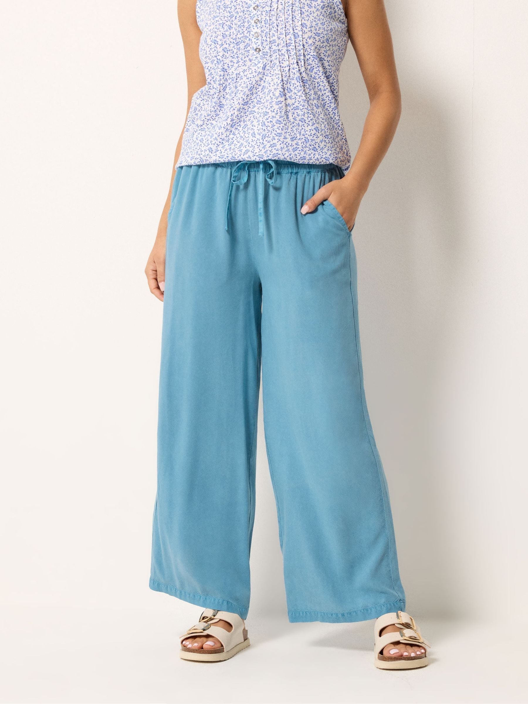 M & Co Women's Blue Wide Leg Trousers