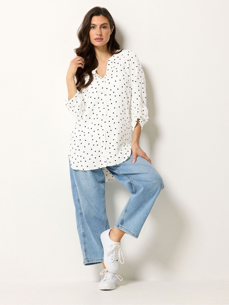 M&Co Cream Polka Dot Shirt - Image 2 of 5 M&Co Cream Polka Dot Shirt - Image 2 of 5