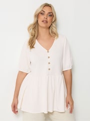 Yours Curve White Pleated Front Tunic - Image 1 of 5