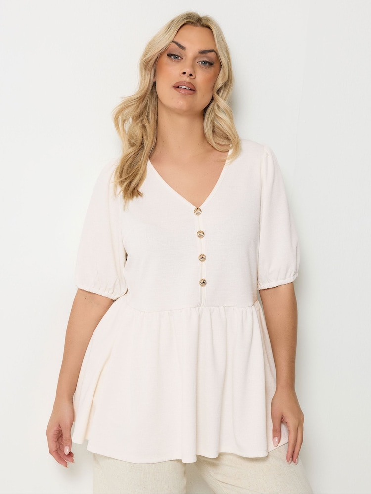 Yours Curve White Pleated Front Tunic - Image 1 of 5 Yours Curve White Pleated Front Tunic - Image 1 of 5