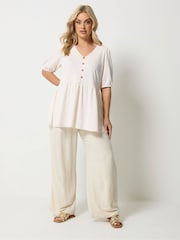 Yours Curve White Pleated Front Tunic - Image 4 of 5