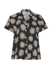 Yours Curve Black Textured Resort Shirt - Image 5 of 5