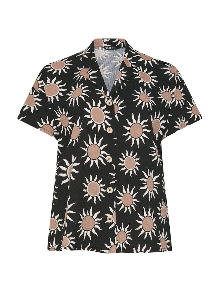 Yours Curve Black Textured Resort Shirt - Image 5 of 5