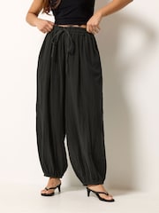 PixieGirl Petite Black Cheesecloth Balloon Trousers - Image 2 of 5
