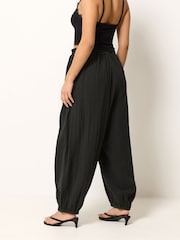 PixieGirl Petite Black Cheesecloth Balloon Trousers - Image 3 of 5