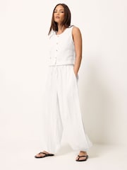PixieGirl Petite White Cheesecloth Balloon Trousers - Image 1 of 4