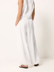 PixieGirl Petite White Cheesecloth Balloon Trousers - Image 3 of 4