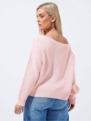 Yours Curve Pink Limited Off Shoulder Knitted Jumper - Image 3 of 5