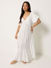 PixieGirl Petite White Dip Dye Maxi Dress - Image 1 of 5