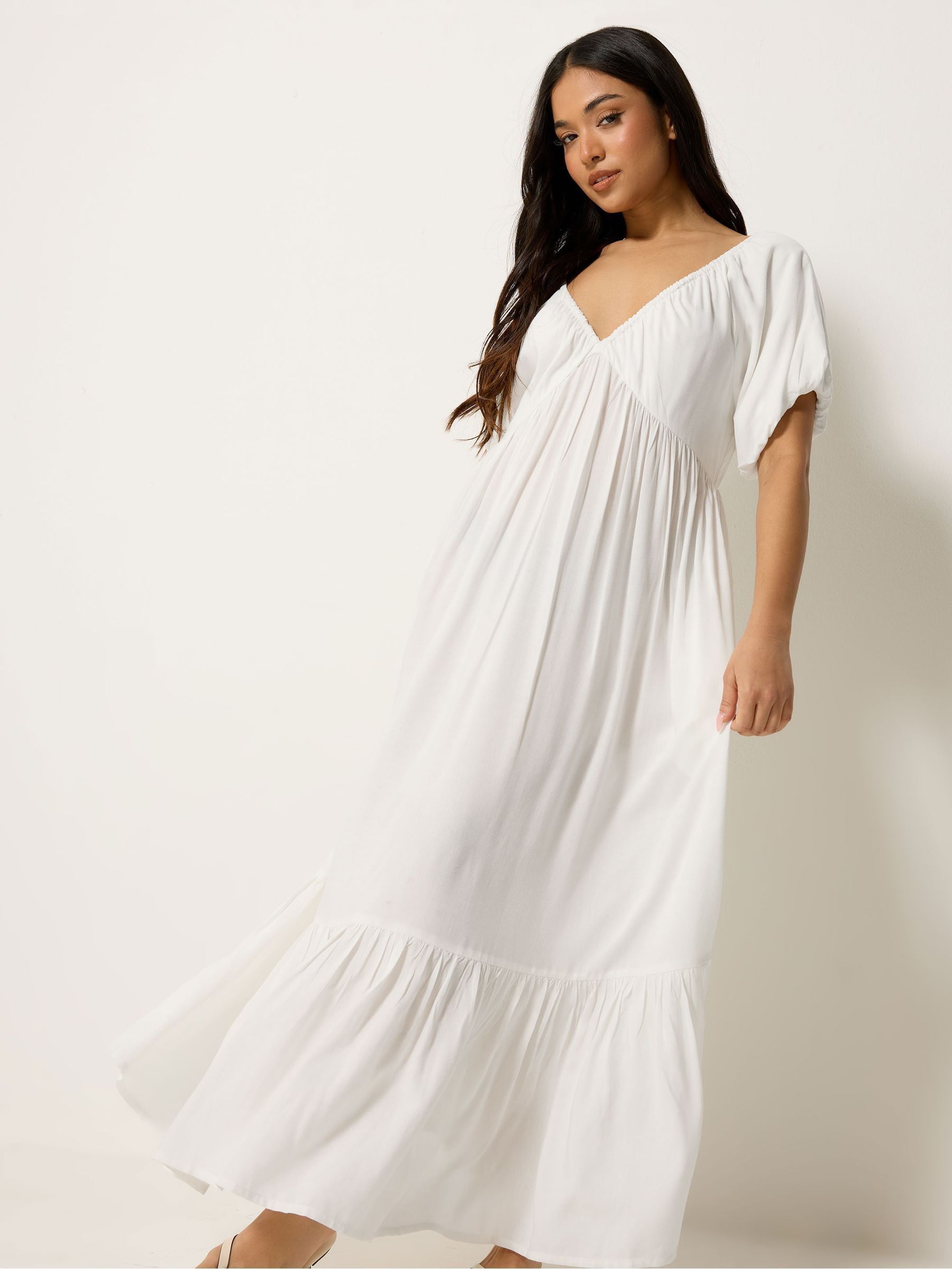 Buy PixieGirl Petite White Dip Dye Maxi Dress from the Next UK