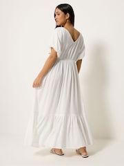 PixieGirl Petite White Dip Dye Maxi Dress - Image 3 of 5