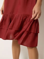 PixieGirl Petite Red Double Frill Hem Midi Dress - Image 4 of 7