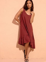 PixieGirl Petite Red Double Frill Hem Midi Dress - Image 6 of 7