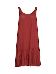 PixieGirl Petite Red Double Frill Hem Midi Dress - Image 7 of 7