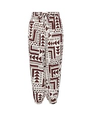 PixieGirl Petite Brown Abstract Print Wide Hareem Trousers - Image 5 of 5