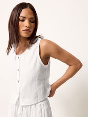 PixieGirl Petite White Cheesecloth Button Top - Image 1 of 6