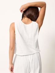 PixieGirl Petite White Cheesecloth Button Top - Image 2 of 6