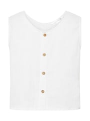 PixieGirl Petite White Cheesecloth Button Top - Image 5 of 6