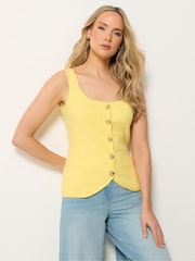 Long Tall Sally Yellow Button Knitted Vest Top - Image 1 of 6