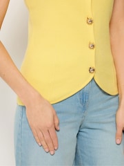 Long Tall Sally Yellow Button Knitted Vest Top - Image 5 of 6