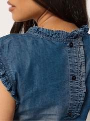 PixieGirl Petite Blue Denim Frill Vest - Image 4 of 6