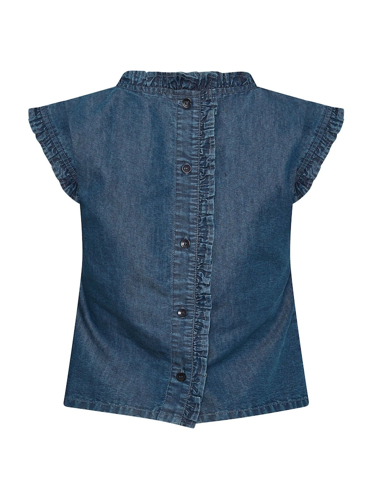 PixieGirl Petite Blue Denim Frill Vest - Image 6 of 6 PixieGirl Petite Blue Denim Frill Vest - Image 6 of 6