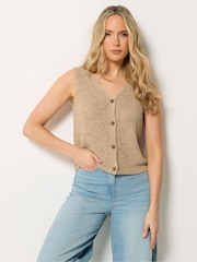 Long Tall Sally Natural Button Knitted Vest Top - Image 1 of 5