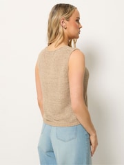 Long Tall Sally Natural Button Knitted Vest Top - Image 3 of 5