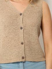Long Tall Sally Natural Button Knitted Vest Top - Image 4 of 5
